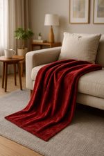 Load image into Gallery viewer, Premium Flannel Fleece Blanket – Burgundy 130 x 160 cm
