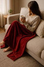 Load image into Gallery viewer, Premium Flannel Fleece Blanket – Burgundy 130 x 160 cm
